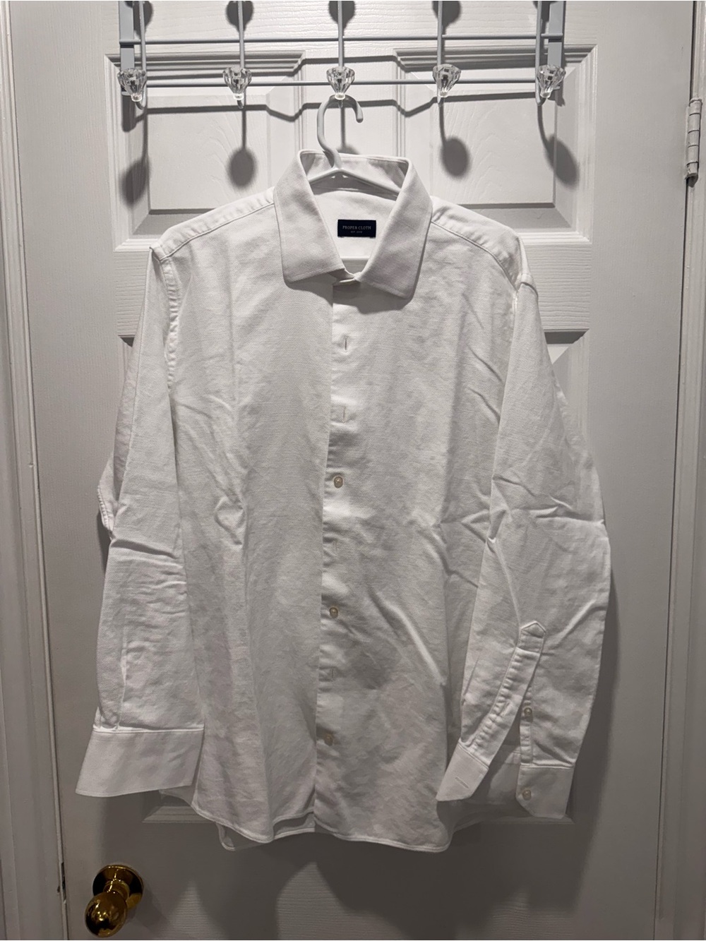 Proper Cloth 16.5 Men's White Long-Sleeve Dress Shirt